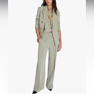 Club Monaco Women's Crepe Green Wide Leg Pants